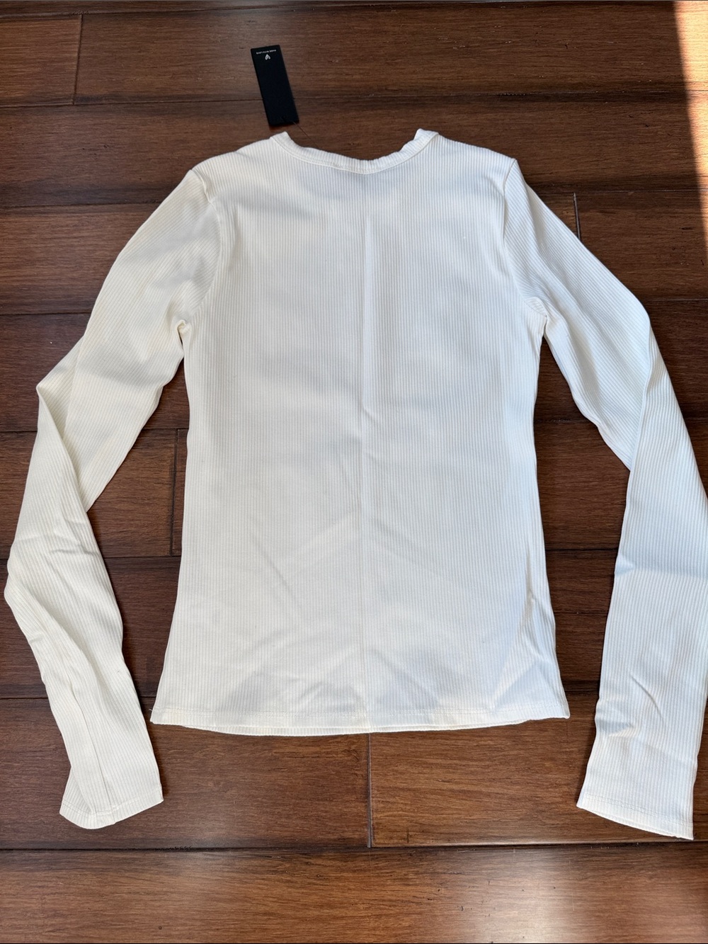 Lulu's Ivory Ribbed Long Sleeve Crew Top - Picture 3 of 3